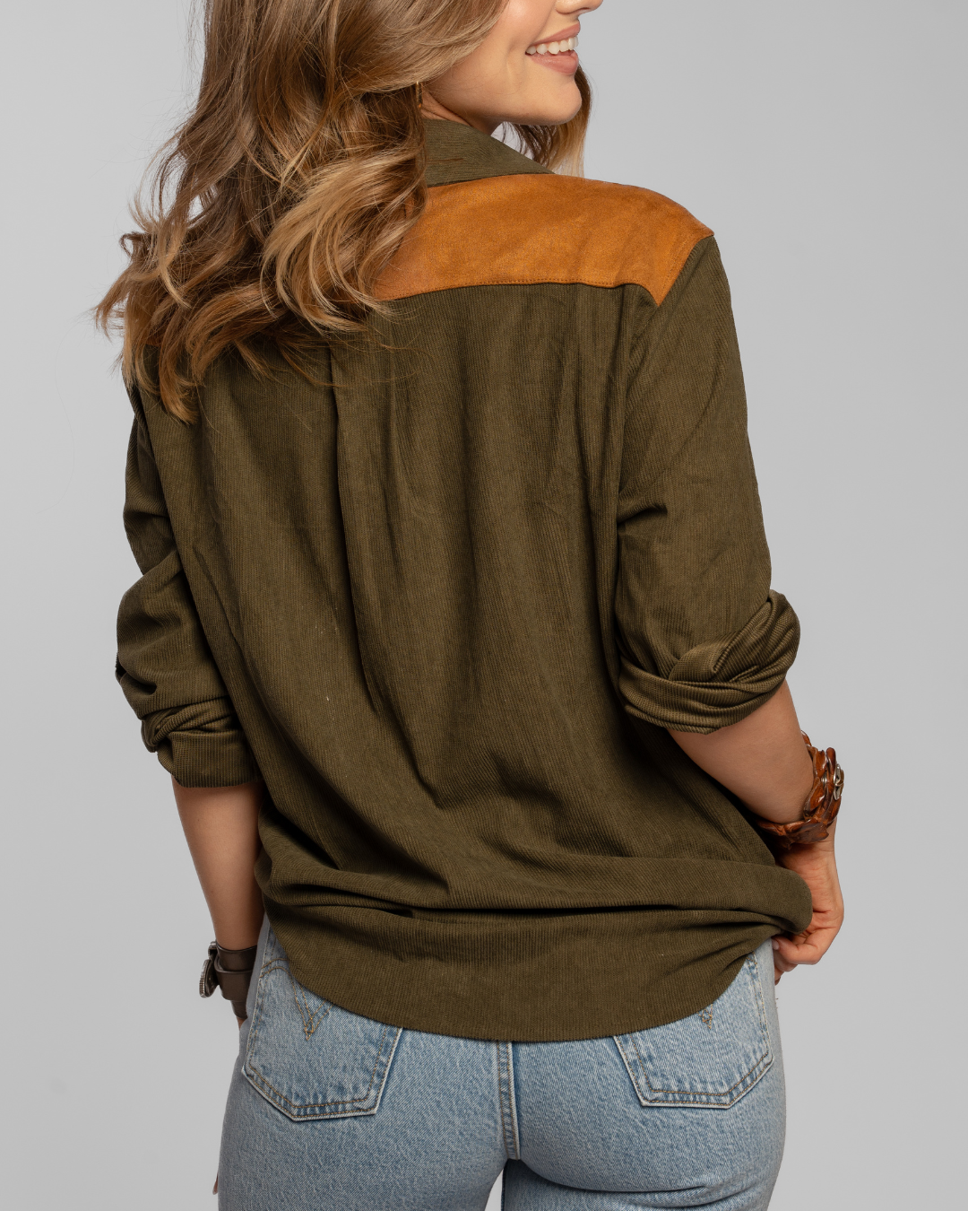 Back view of Blacktop Ranch Western button up shirt classic western silhouette