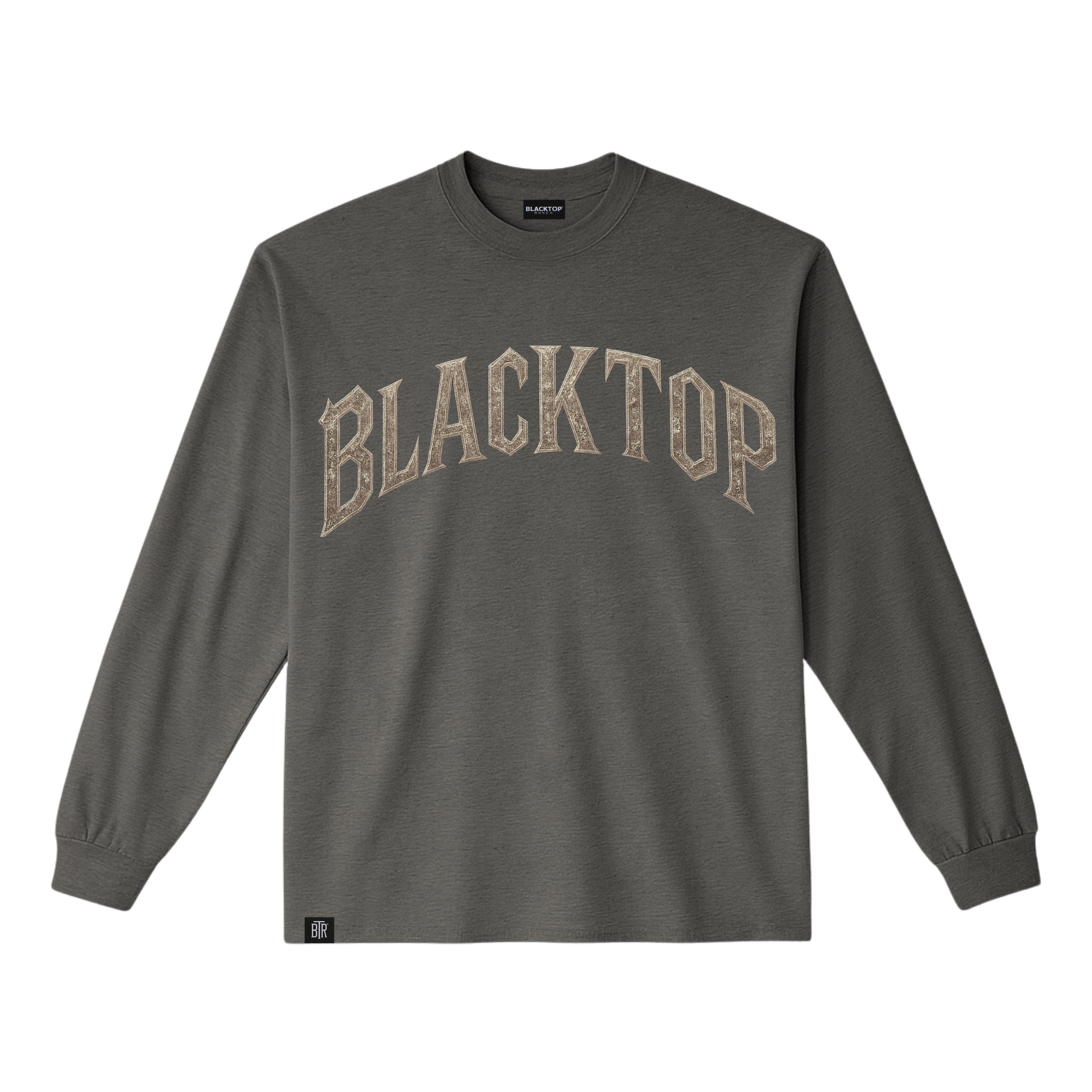 Premium Blacktop Ranch garment dyed long sleeve with soft cotton vintage finish