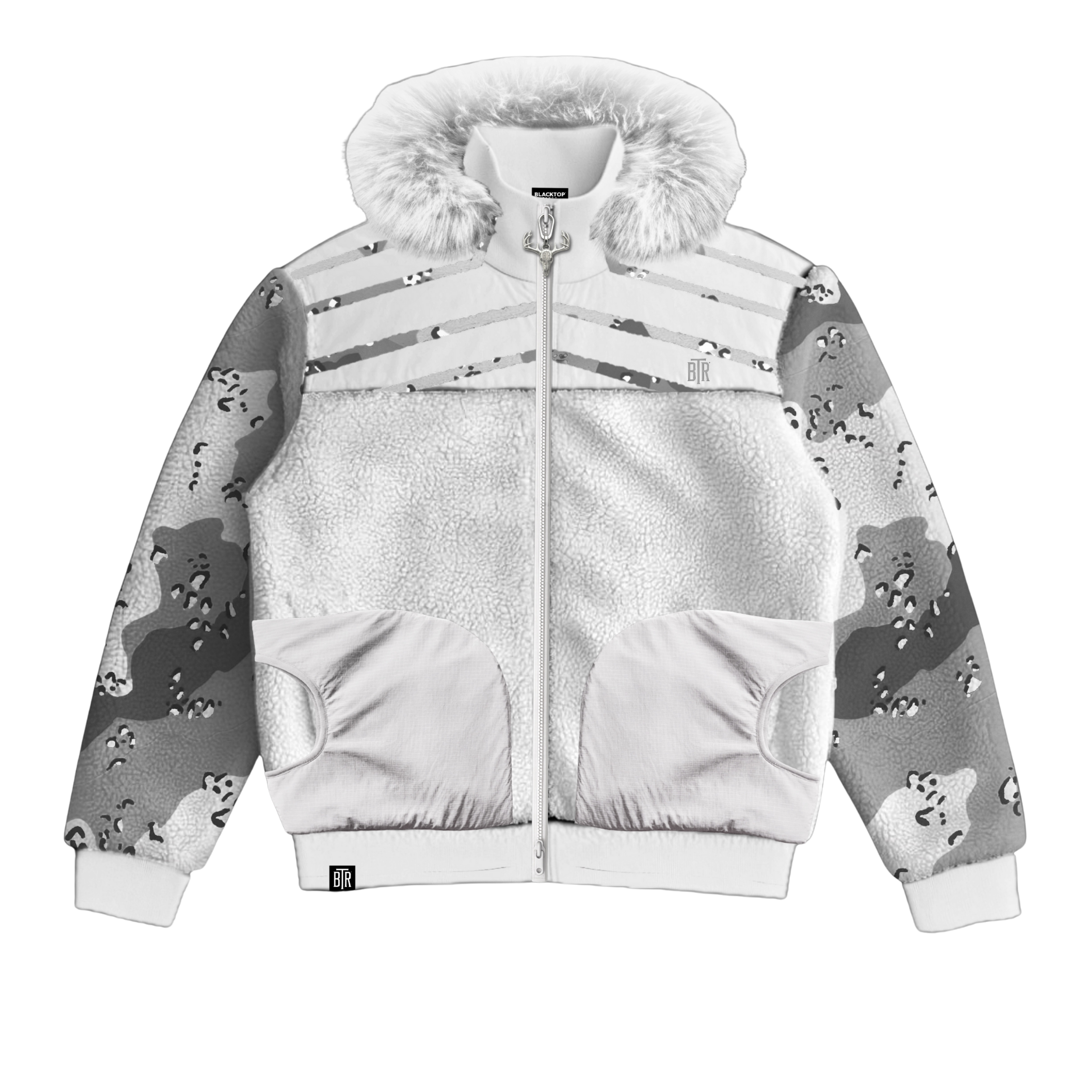 Blacktop Ranch camo outerwear jacket with bold Artic camouflage pattern