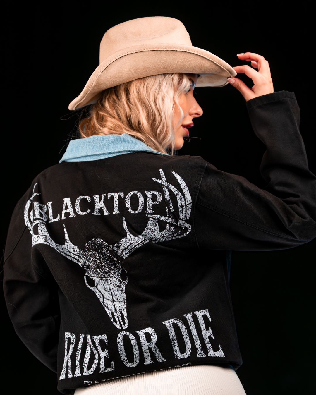 Angled view of BTR cowboy hat highlighting western silhouette