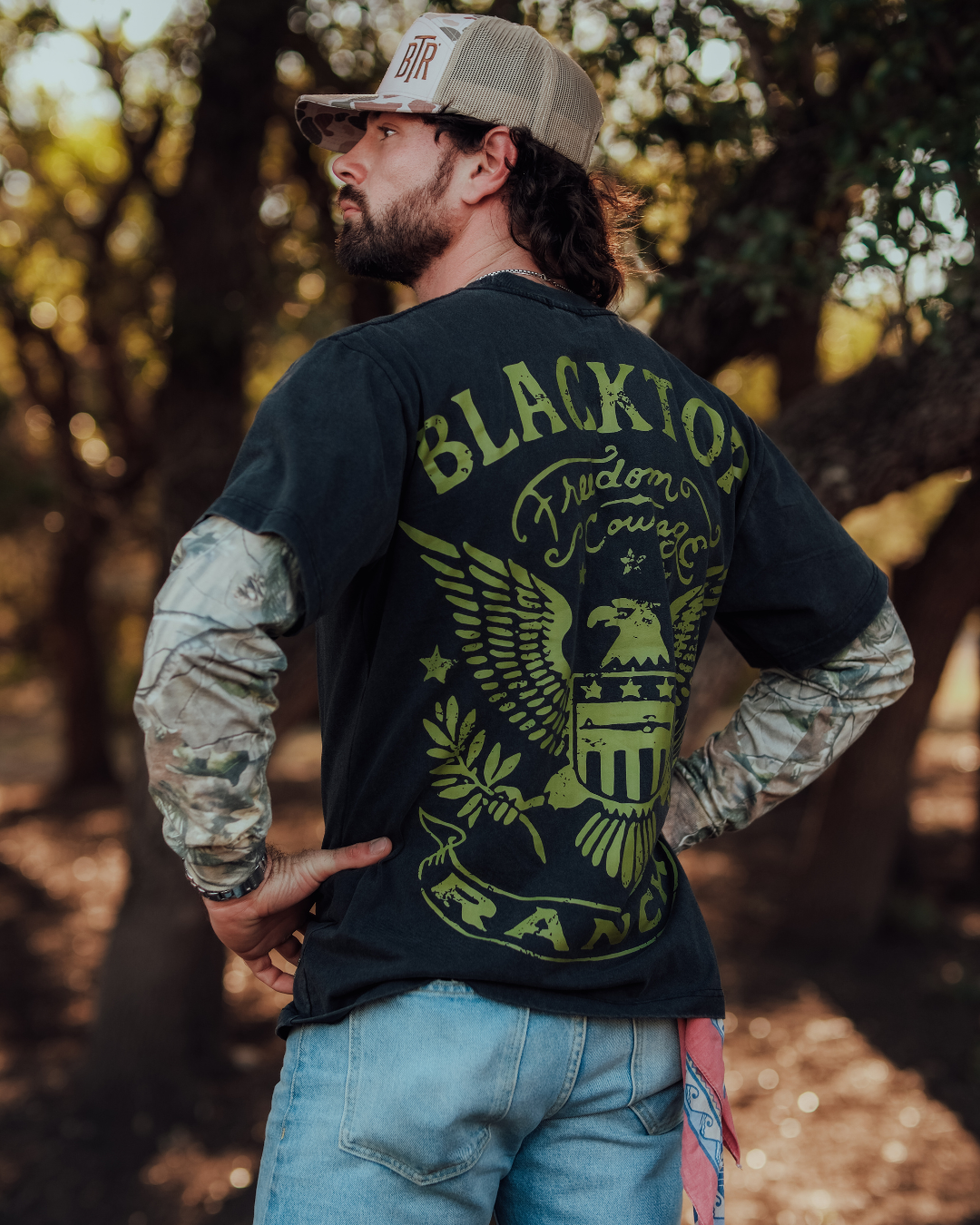 Blacktop Ranch vintage washed camo long sleeve shirt with relaxed streetwear fit