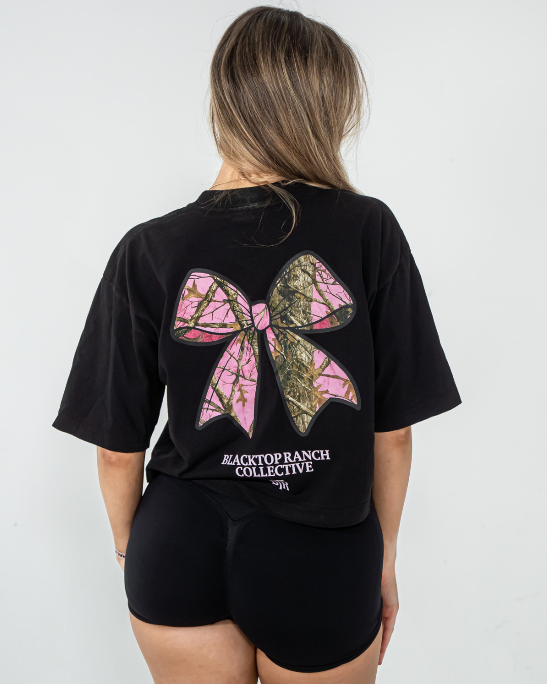 Print detail of Hot Girls Hunt design on Blacktop Ranch streetwear crop top