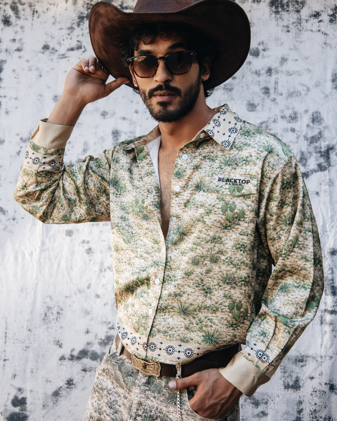 Texas Camo Western Silk Button Up