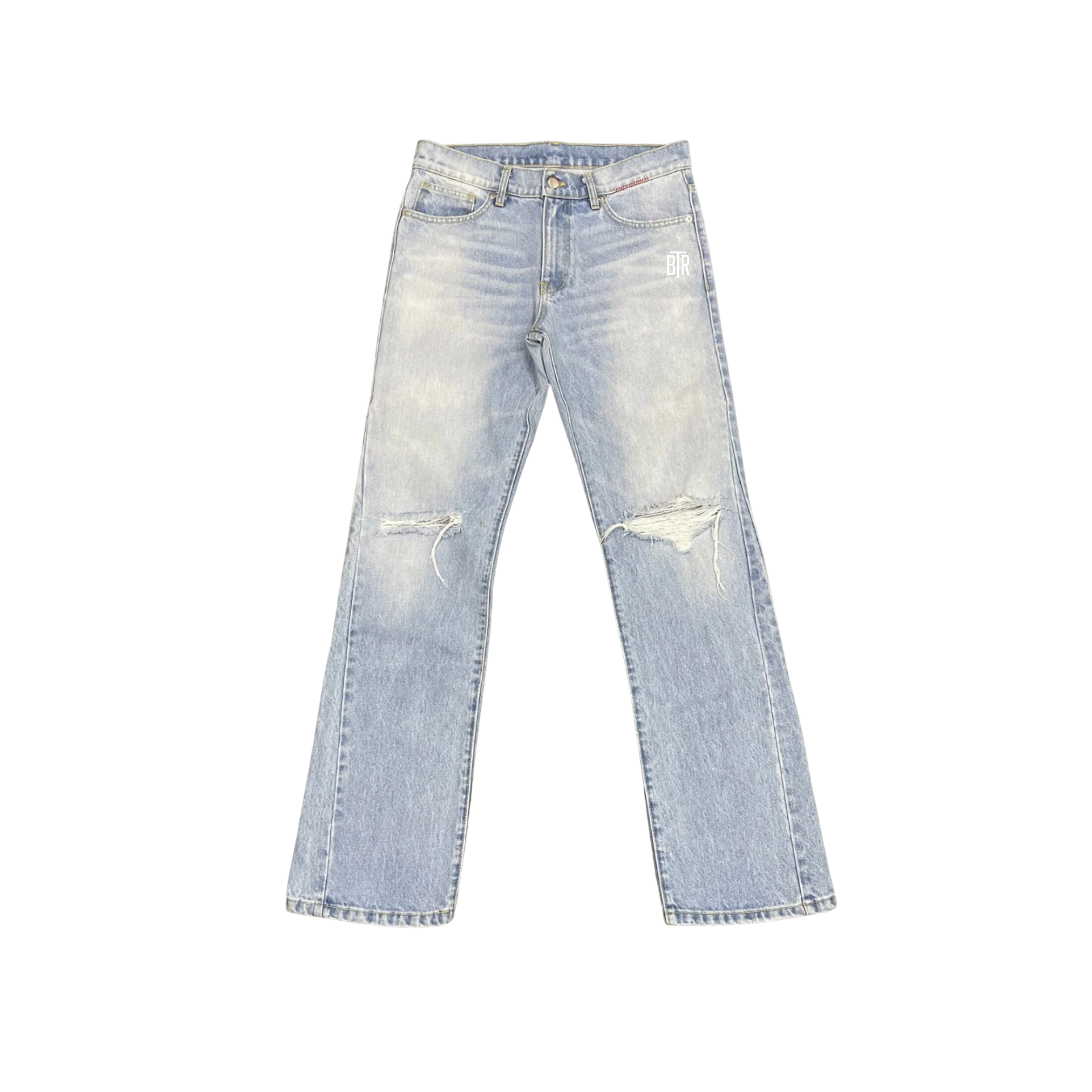 Front view of Blacktop Ranch BTR bootleg denim pants relaxed fit jeans