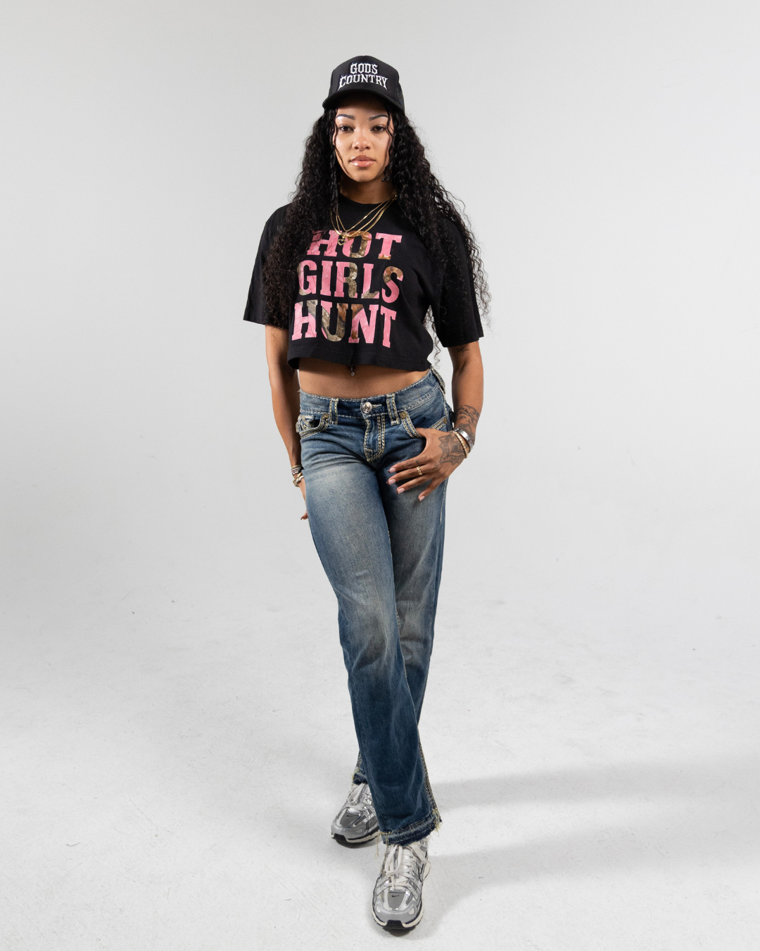 Women’s cropped tee styled for streetwear by Blacktop Ranch