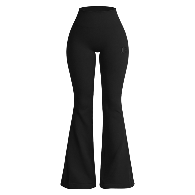 BTR Ribbed High-Waisted Flared Pants