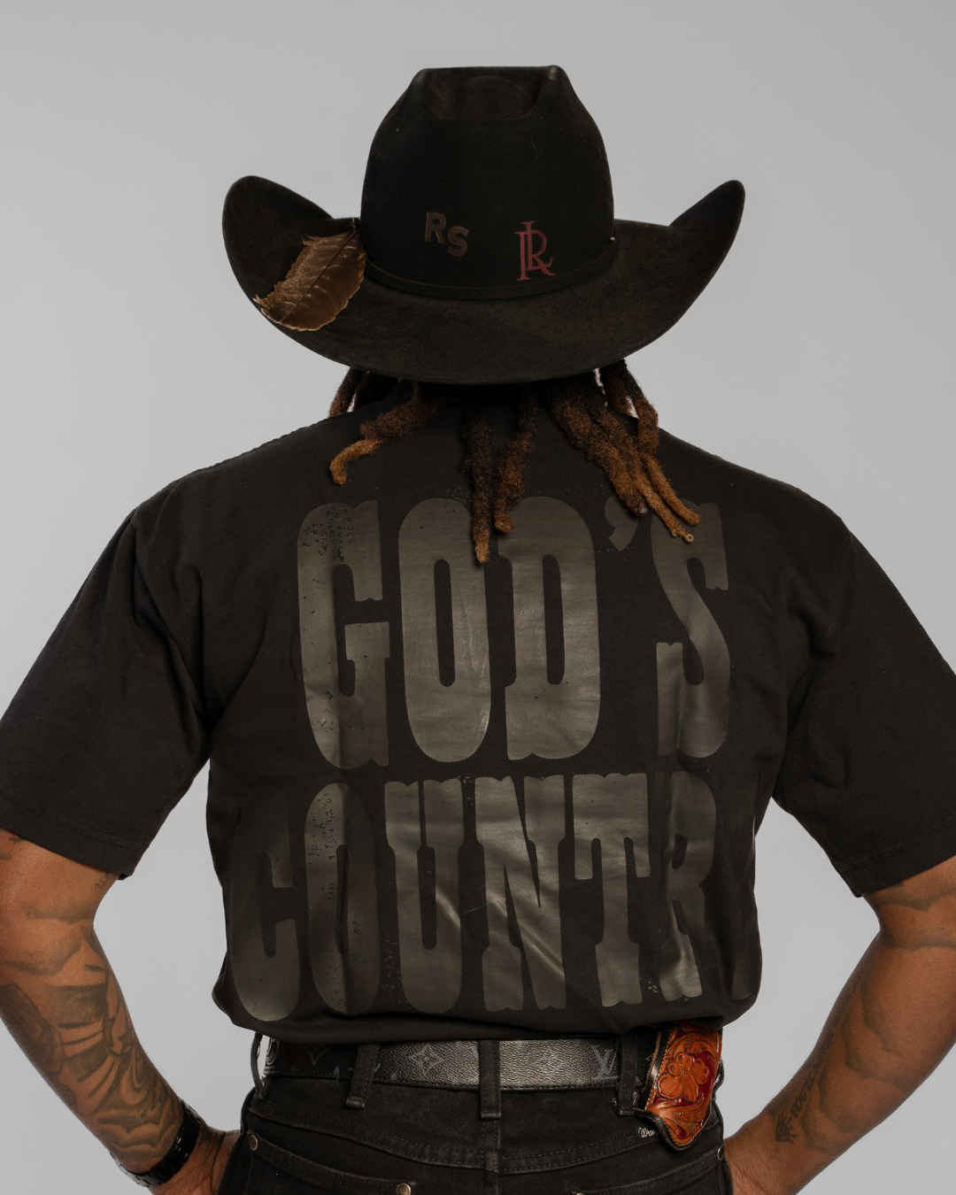 Back view of classic cowboy hat with band detail