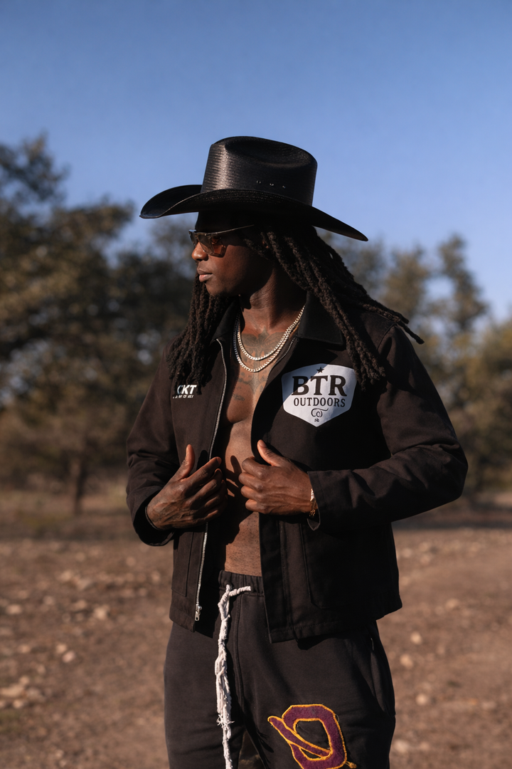 Blacktop Ranch BTR Classic Workwear Jacket styled in outdoor ranch environment