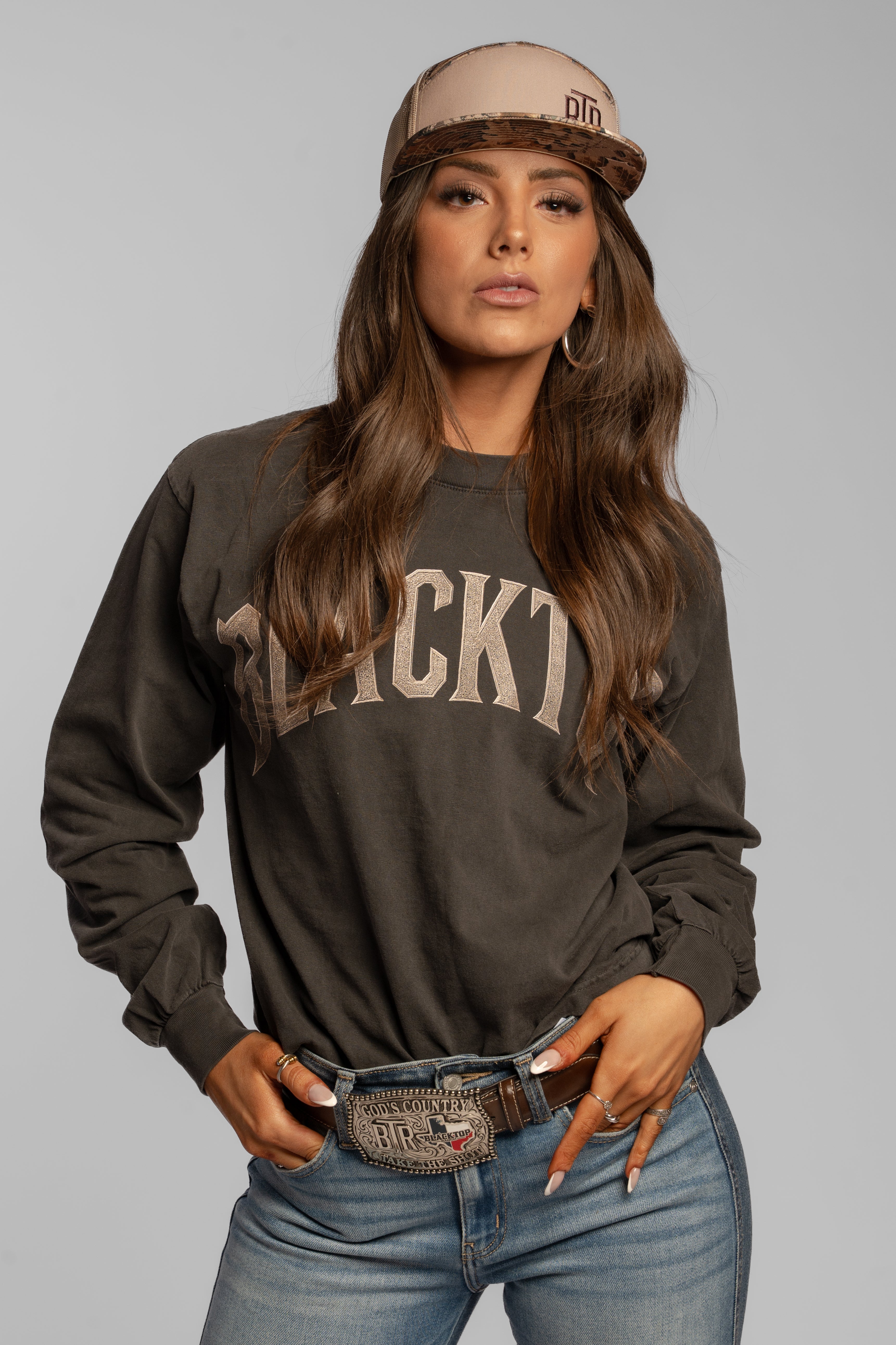 premium camo cap flat bill 7-panel Blacktop Ranch hat