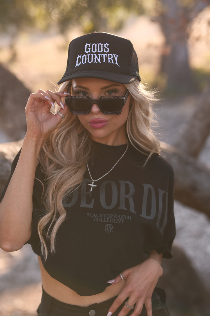 Blacktop Ranch God’s Country trucker hat western streetwear cap