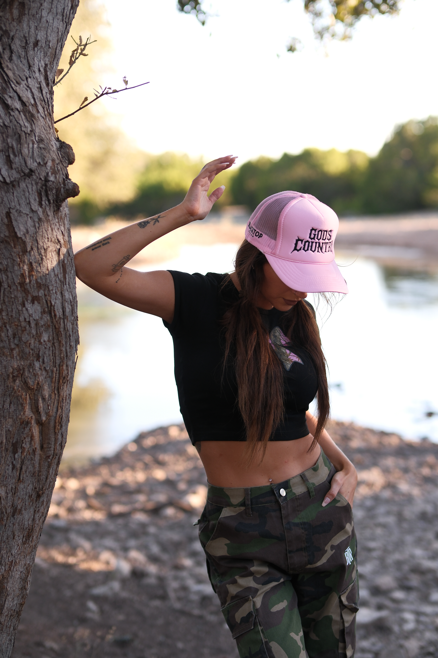 God’s Country pink hat by Blacktop Ranch with adjustable snapback fit