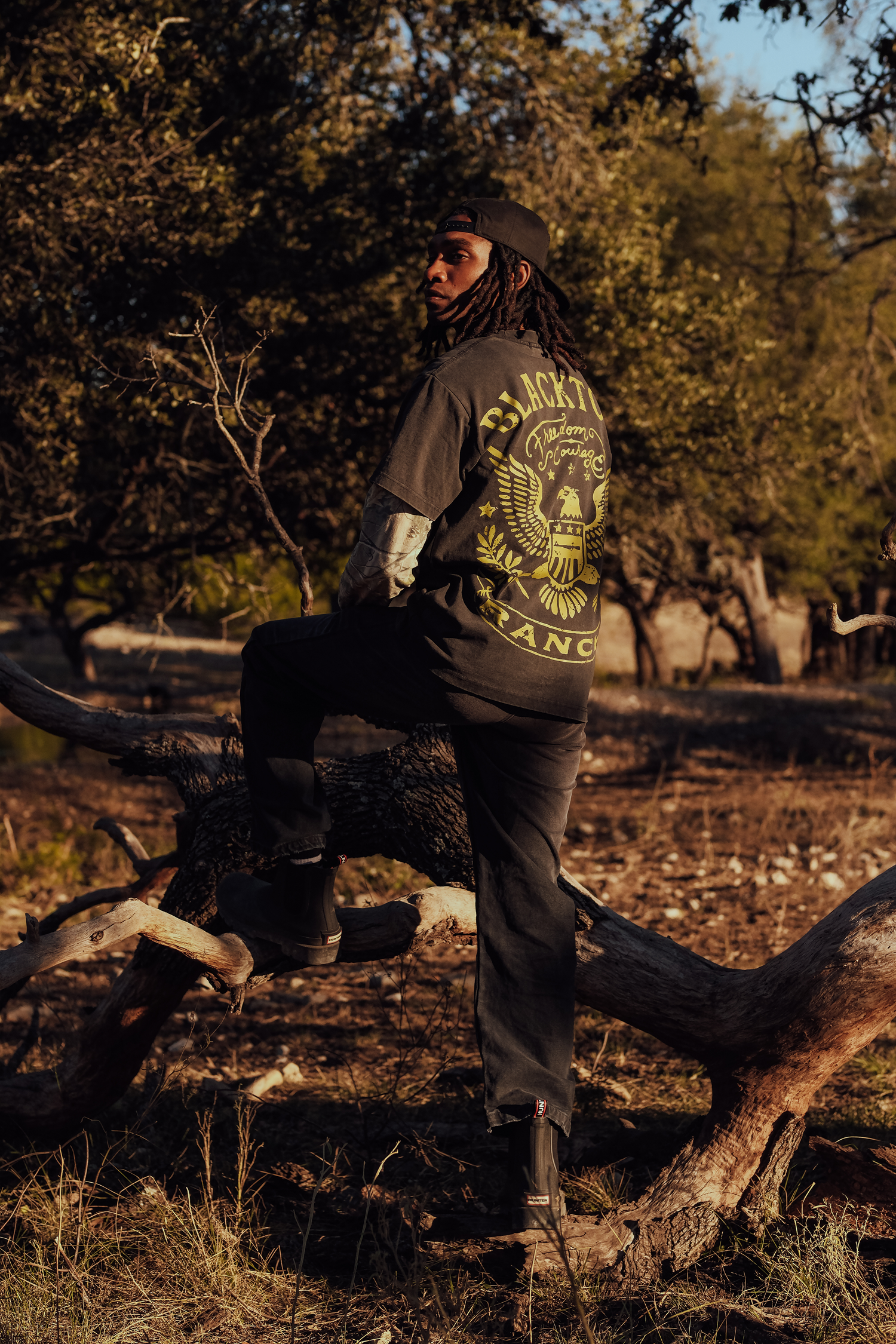 Blacktop Ranch vintage washed camo long sleeve styled in premium streetwear outfit oversized fit