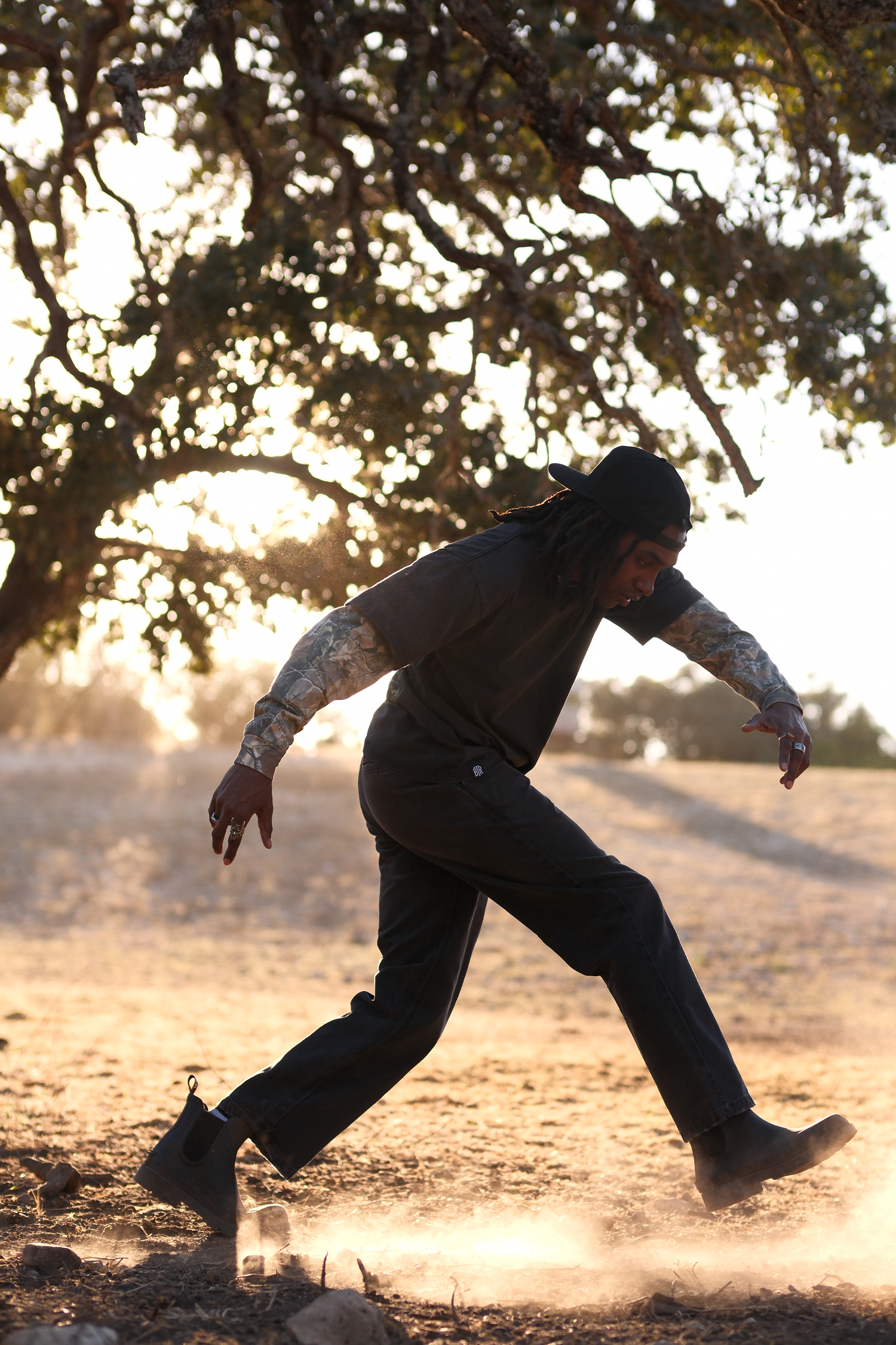 Blacktop Ranch vintage washed camo long sleeve shirt with relaxed streetwear fit