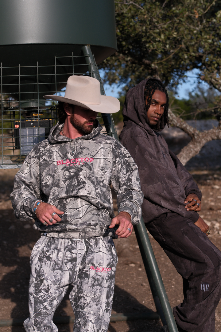 Women’s and men’s camo set Blacktop Ranch hoodie and sweatpants