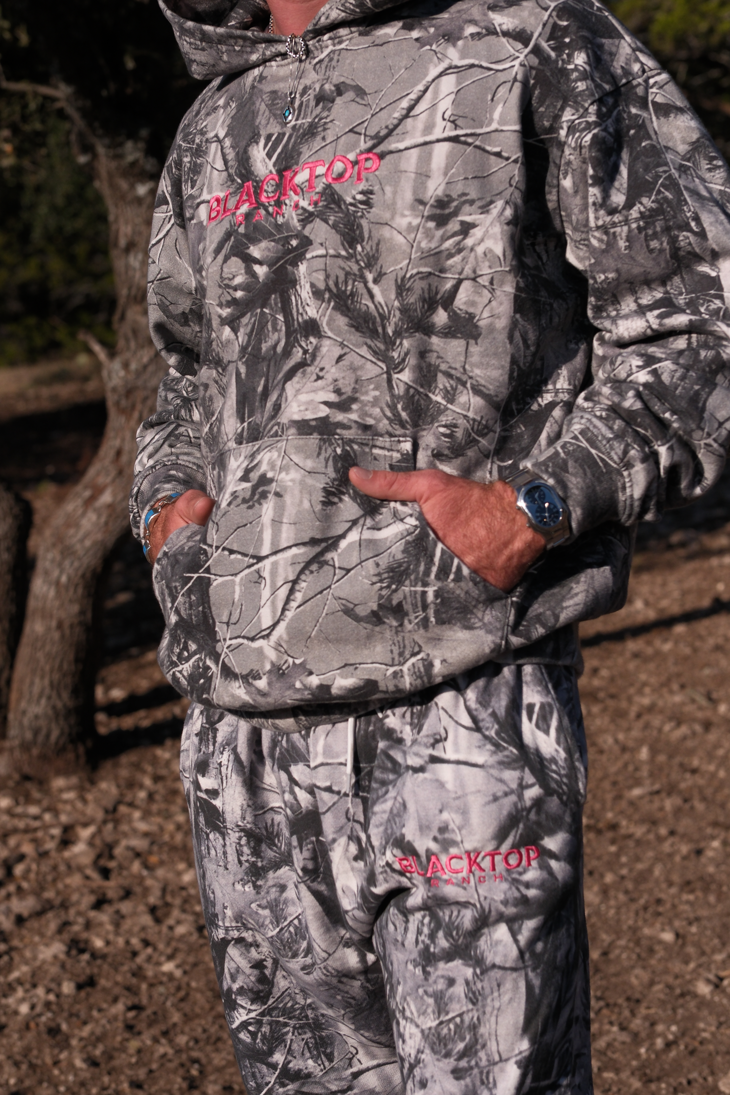 Matching camo sweat set by Blacktop Ranch hoodie and pants coordinated look