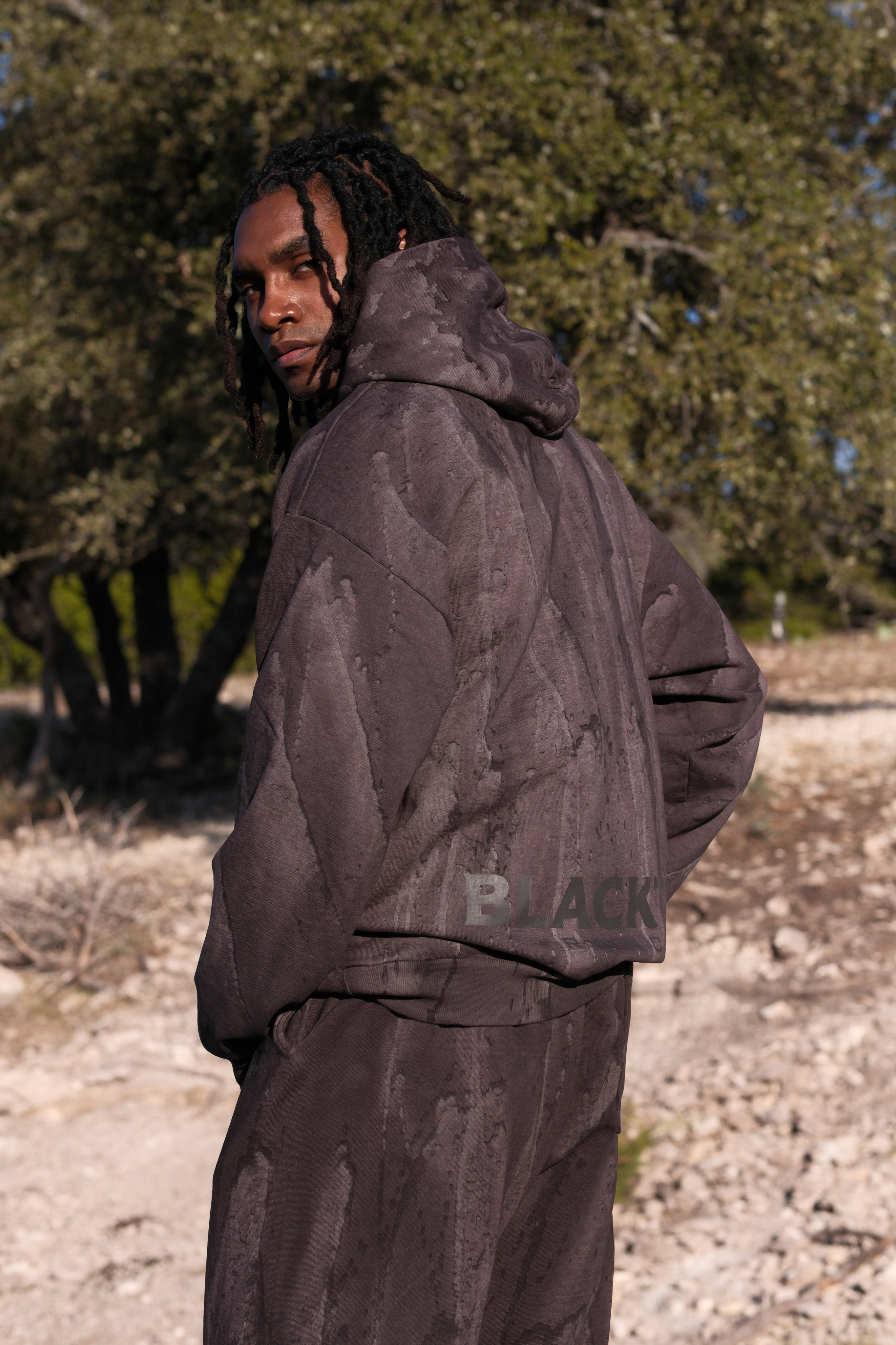 loose fit sweatpants Blacktop Ranch drip dye streetwear pants