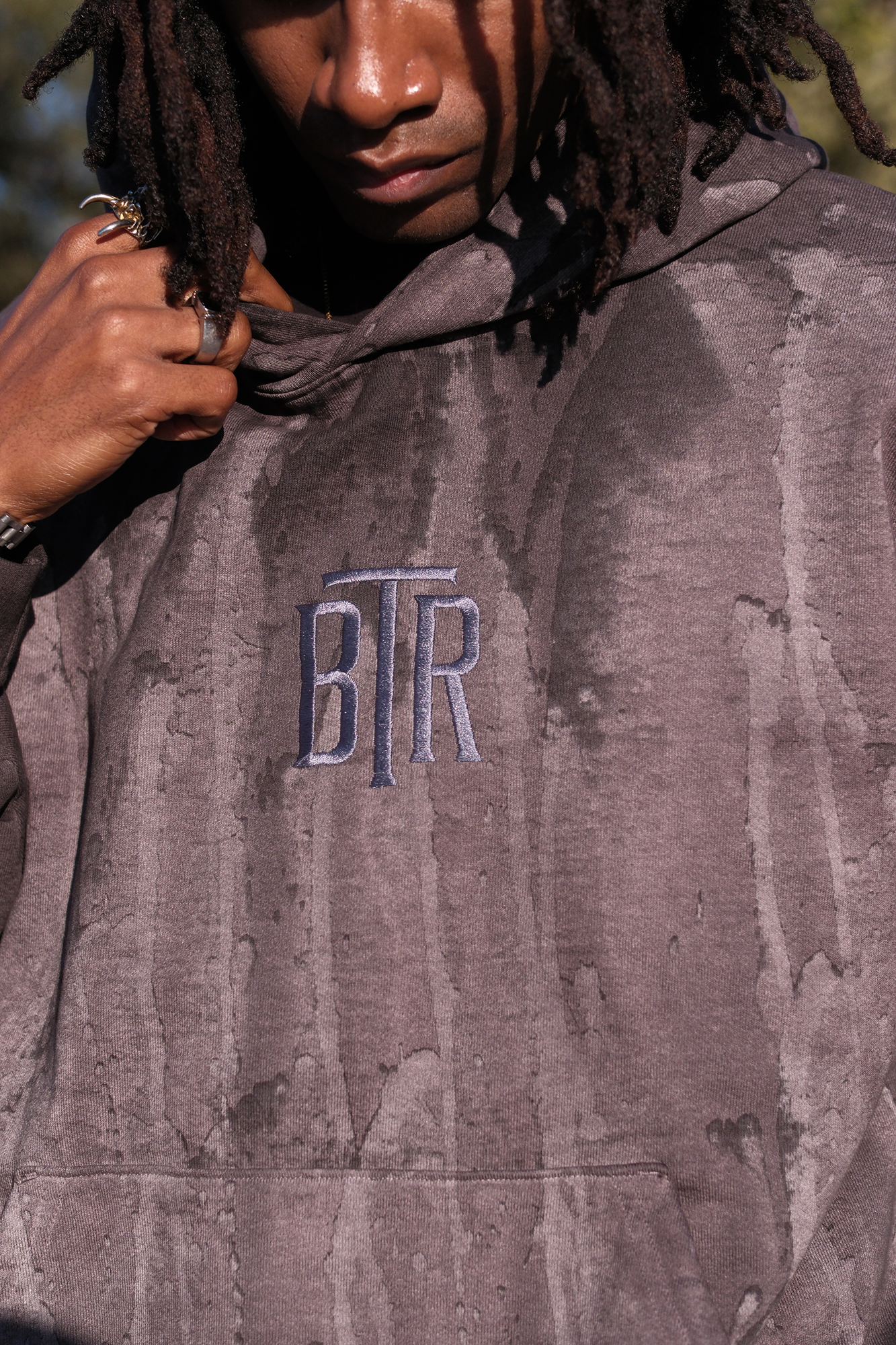 Premium BTR drip dye hoodie Blacktop Ranch with faded dye effect and relaxed fit